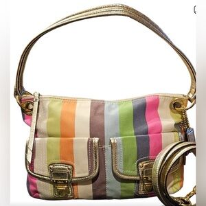 Limited 65th Anniversary Coach Poppy Legacy Stripe Bag/crossbody strap & 3 tags